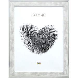 Deknudt drevený rám S43RE 24x30 cm biely - strieborný okraj