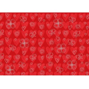 Papier 50x70cm Herzen rot silber